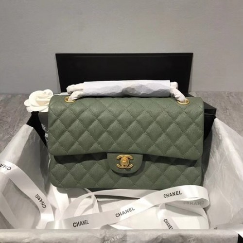 Chanel Flap Sac à Bandoulière Original Cuir Caviar CF1112 vert