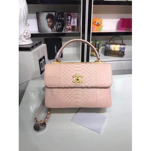 Chanel Original Sac fourre-tout en cuir de peau de serpent A92236 rose