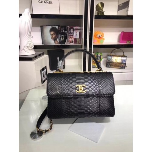 Chanel Original Sac fourre-tout en cuir de peau de serpent A92236 noir