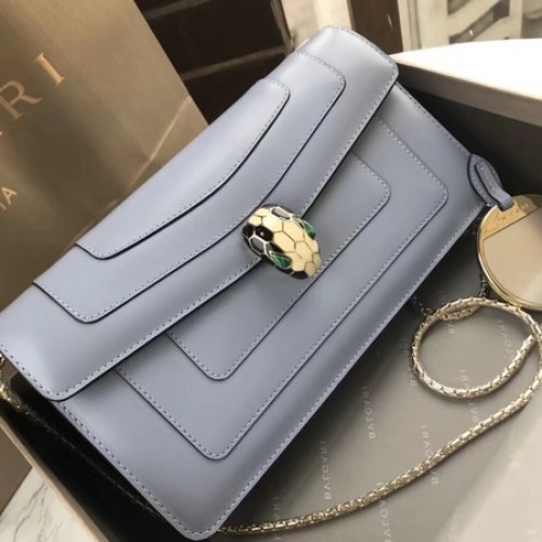 Bvlgari Original Cuir de veau Serpenti Forever Sac à bandoulière 97521 Bleu clair