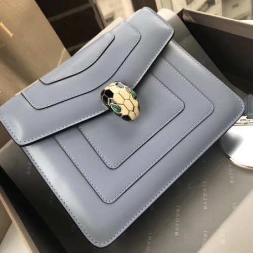 Bvlgari Original Cuir de veau Serpenti Forever Sac à bandoulière 97520 Bleu clair