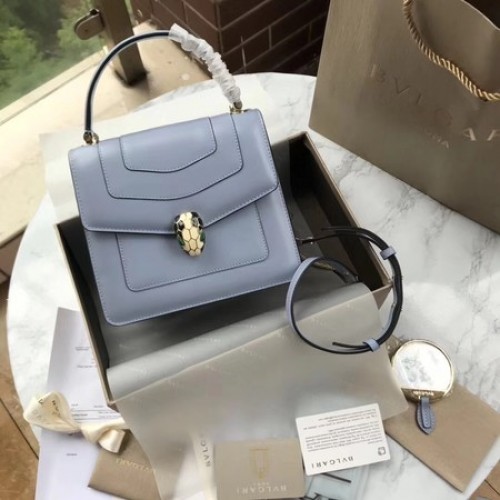 BVLGARI Original Sac fourre-tout en cuir de veau 97523 Bleu clair