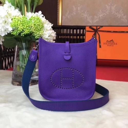 Hermes Evelyne mini 17cm Messenger Bag Cuir de veau d'origine H1187 violet