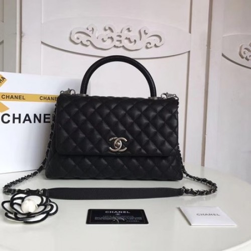Chanel Sac à main classique noir en cuir de mouton d'origine A92215 noir