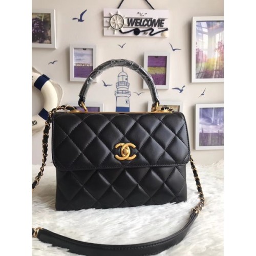 Chanel Original sac fourre-tout en cuir de mouton 92236 noir boucle dorée