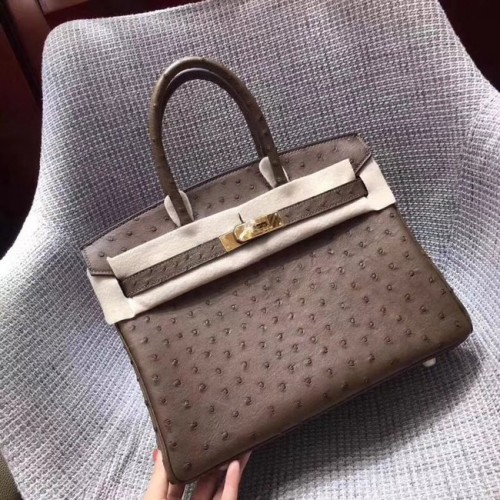 Hermès sac birkin en cuir d'autruche véritable BK35 marron