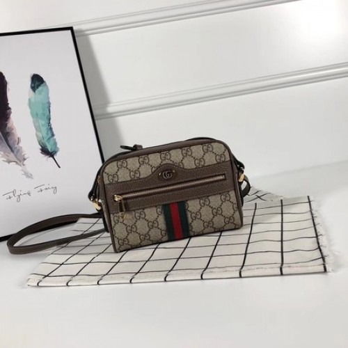 Gucci GG canvas ophidia supreme petit sac à bandoulière PVC 517350 marron