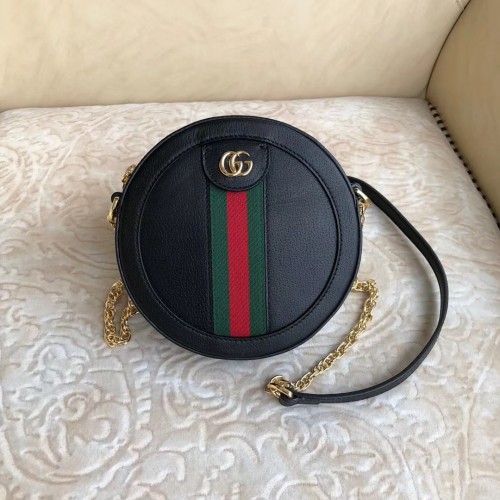 Gucci Ophidia mini sac à bandoulière rond en cuir d'origine 550618 Noir