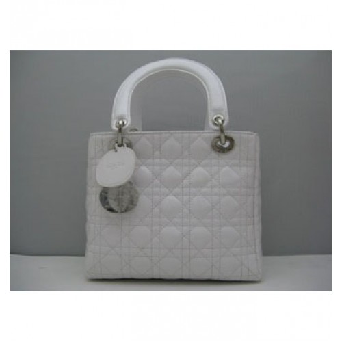 Sac Dior Lady Medium Vernis Top Handle Blanc