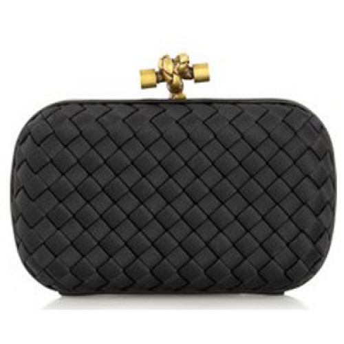 Vente chaude Bottega Veneta Impero Satin Embrayage 113085 noir