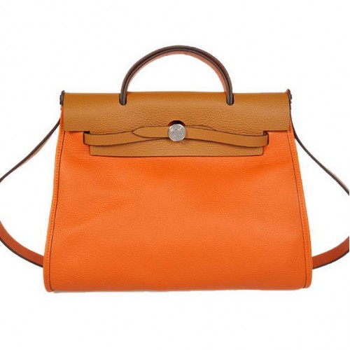 2012 Nouveau Hermes HerBag 31CM Togo sac en cuir H9051 Orange Camel