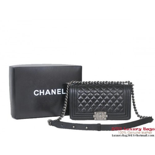 2013 Boy Chanel Flap Sac à bandoulière en cuir de mouton A37003 Noir