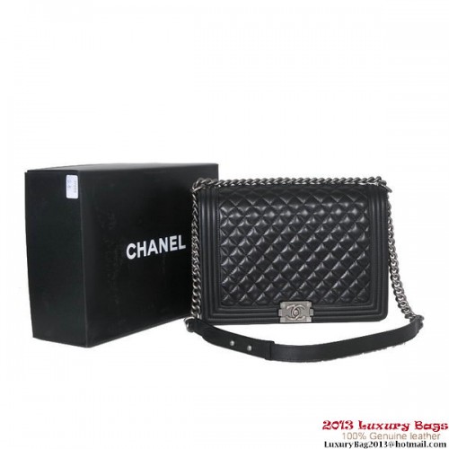 2013 Boy Chanel Flap Sac à bandoulière en cuir de mouton A37005 Noir