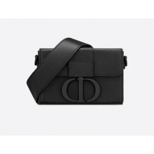 30 MONTAIGNE BOX BAG Cuir de veau grainé ultramat noir M9204S