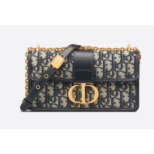 30 MONTAIGNE SAC EST-OUEST AVEC CHAÎNE Bleu Dior Oblique Jacquard M9334