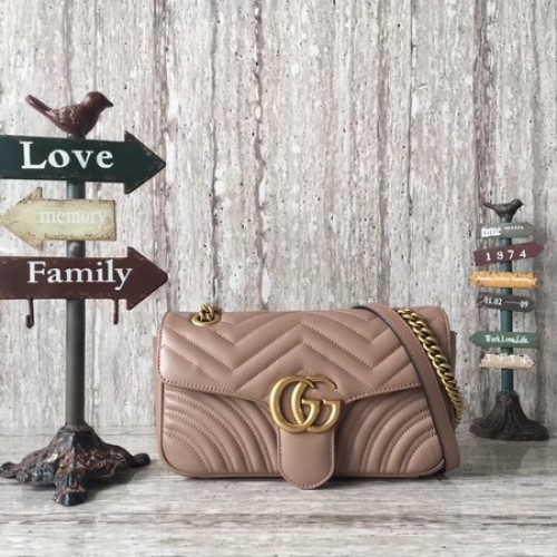 Gucci GG Marmont Matelasse Sac à bandoulière en cuir 443497 Abricot