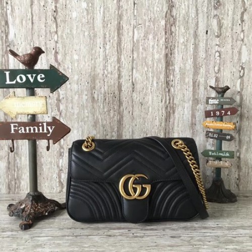 Gucci GG Marmont Matelasse Sac à bandoulière en cuir 443497 Noir