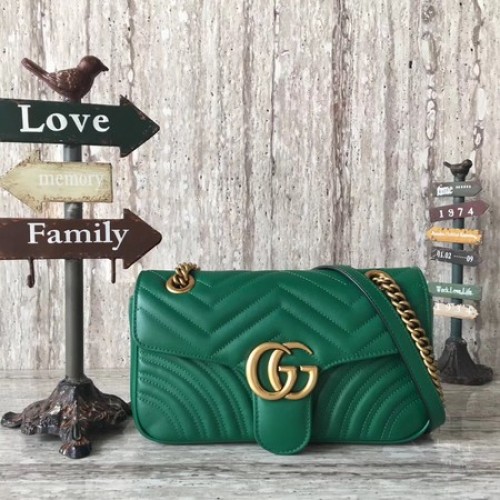 Gucci GG Marmont Matelasse Sac à bandoulière en cuir 443497 Vert