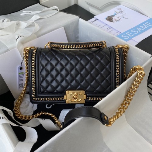 SAC À MAIN BOY CHANEL Métal Doré A67086 NOIR