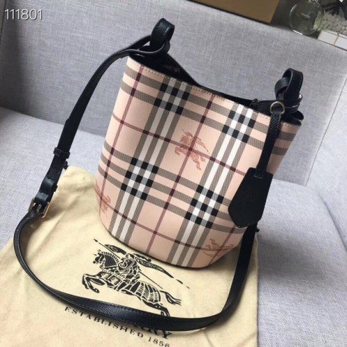 BURBERRY Banner petit sac fourre-tout à carreaux vintage et cuir 1581 noir