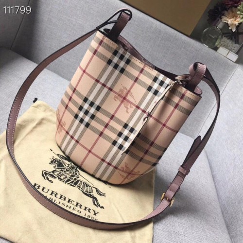 BURBERRY Banner small vintage check et sac cabas en cuir 1581 rose