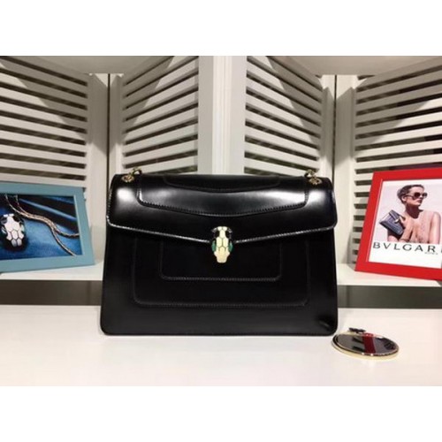 BVLGARI Sac à Bandoulière Moyenne Cuir de Veau BG2281 Noir