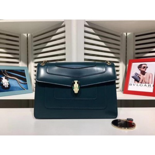 BVLGARI Sac à Bandoulière Moyenne Cuir de Veau BG2281 Bleu