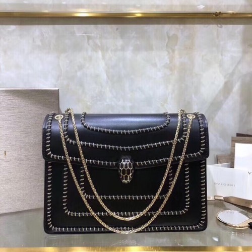 BVLGARI Sac à bandoulière moyen en cuir de veau BG22890 noir