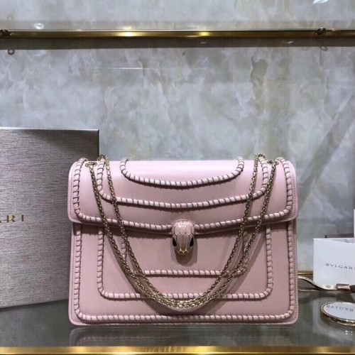 BVLGARI Sac à bandoulière moyen en cuir de veau BG22890 rose