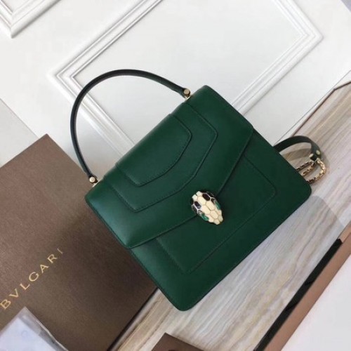 BVLGARI Original Sac fourre-tout en cuir de veau 3781 Atrovirens