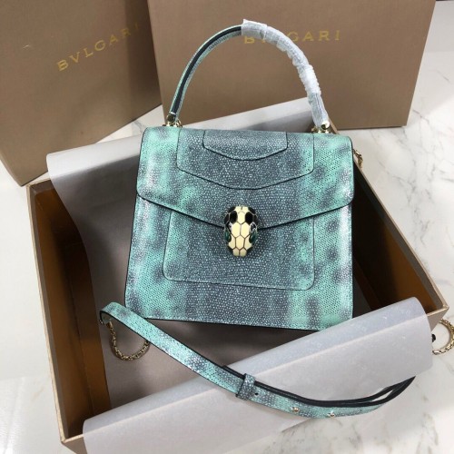 BVLGARI Serpenti Forever Sac à bandoulière en cuir métallisé 058962 Vert&Noir