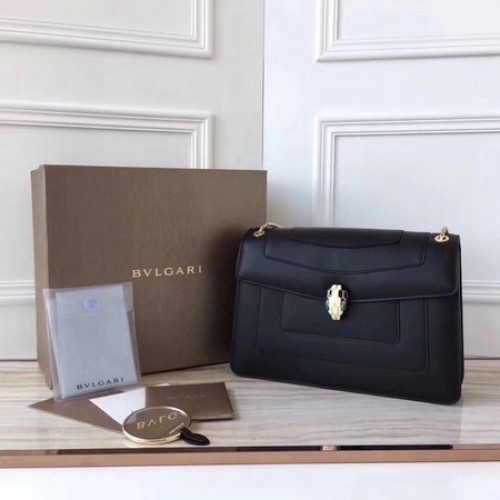 BVLGARI Serpenti Forever Original Sac à Bandoulière en Cuir de Veau 3780 Noir