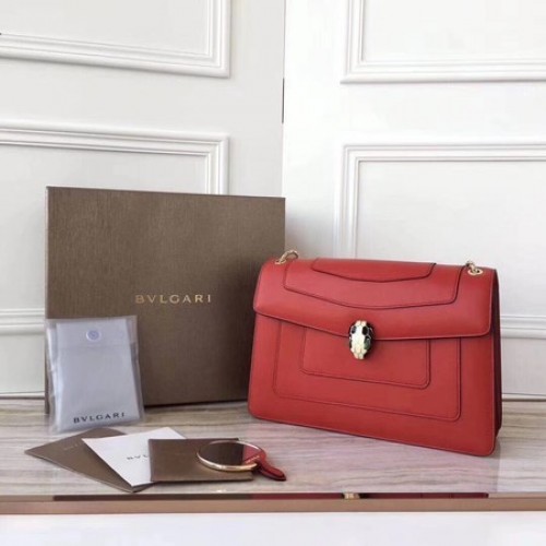 BVLGARI Serpenti Forever Original Sac à Bandoulière en Cuir de Veau 3780 Rouge