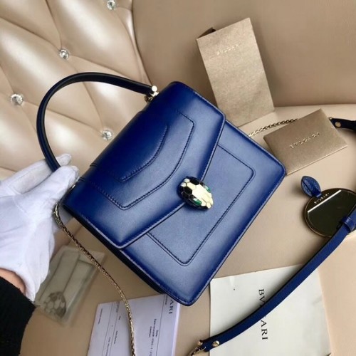 BVLGARI Serpenti Forever sac à rabat en cuir 3785 bleu