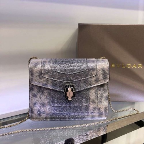 BVLGARI Serpenti Forever sac à bandoulière en cuir 34559 gris
