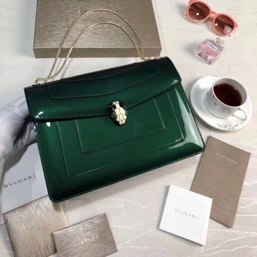BVLGARI Serpenti Forever sac à bandoulière en cuir 35108 Vert