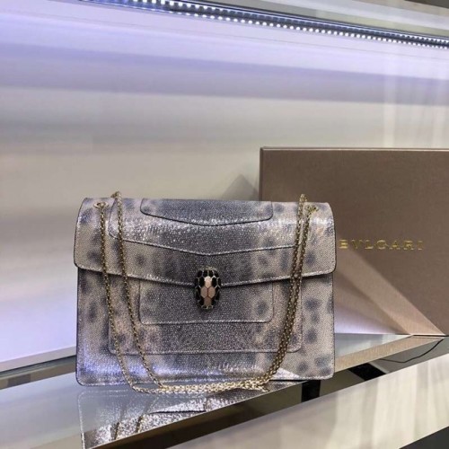 BVLGARI Serpenti Forever sac à bandoulière en cuir 35108 gris