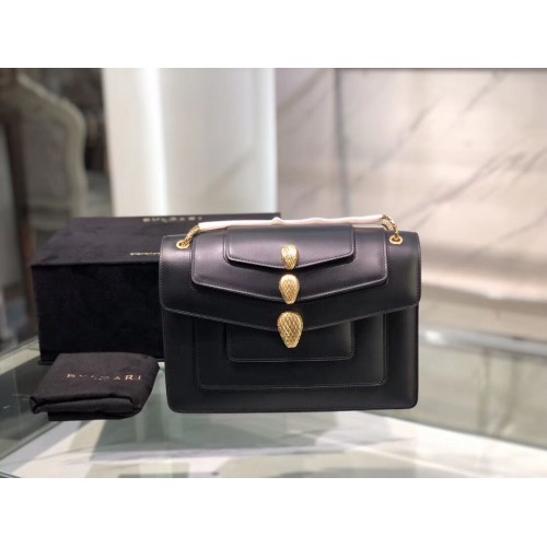 BVLGARI Serpenti Forever sac à bandoulière en cuir B288620 noir