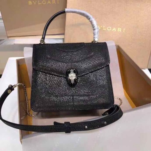 BVLGARI Serpenti Forever sac porté épaule en cuir métallisé 058962 Noir