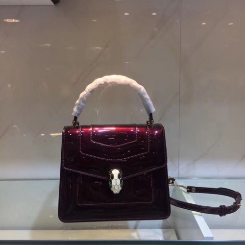 BVLGARI Serpenti Forever sac porté épaule en cuir métallisé 058962 fuchsia