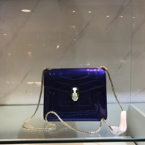 BVLGARI Serpenti Forever sac à bandoulière en cuir métallisé 08962 bleu