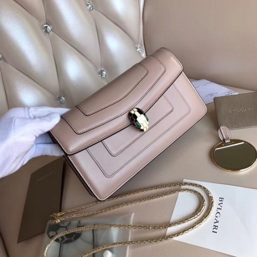 BVLGARI Serpenti Forever sac porté épaule en cuir métallisé 3389 rose clair