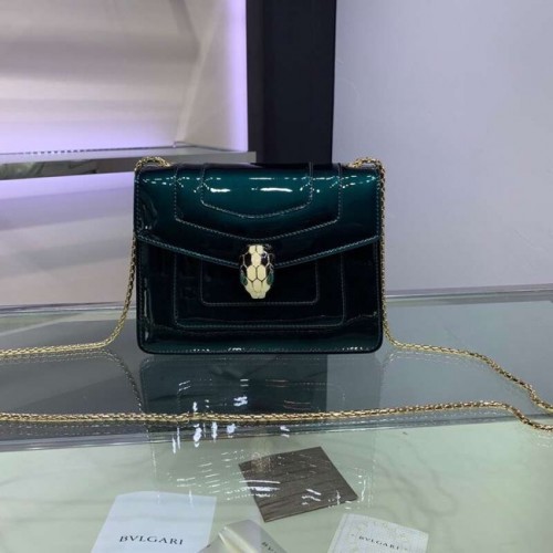 BVLGARI Serpenti Forever sac à bandoulière en cuir métallisé 34559 vert foncé