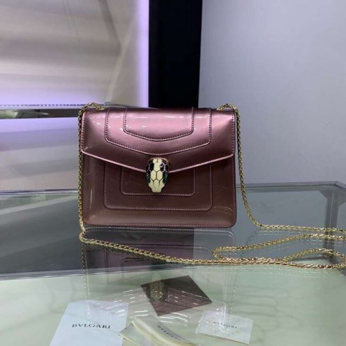BVLGARI Serpenti Forever sac à bandoulière en cuir métallisé 34559 or rose