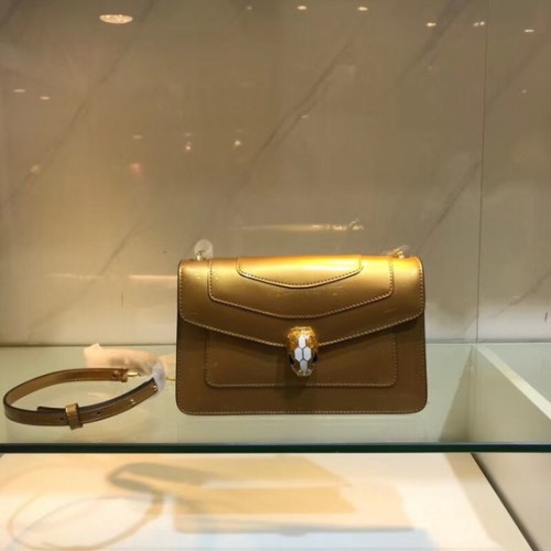 BVLGARI Serpenti Forever sac à bandoulière en cuir métallisé 91414 or