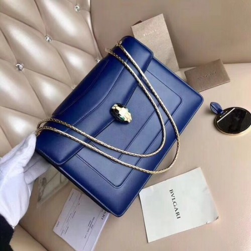 BVLGARI Serpenti sac à bandoulière en cuir 14632 bleu