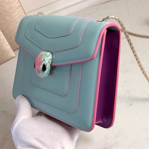 BVLGARI mini Sac à Bandoulière Cuir de Veau BG2283 bleu clair