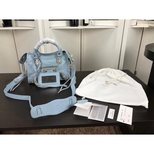 Balenciaga Giant City Gold Studs Sac à main B084336 Bleu clair