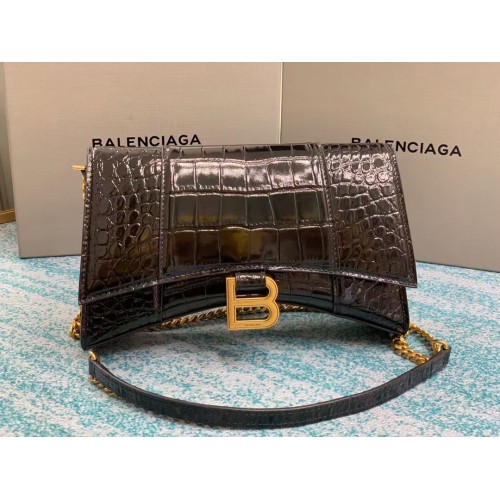 Balenciaga HOURGLASS CHAIN BAG B164497 matériel noir et or vieilli