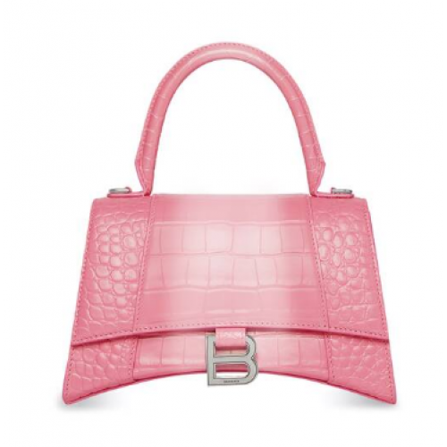 Balenciaga PETIT SAC À MAIN SABLIER EN CUIR DE VEAU EMBOSSÉ 59354 rose